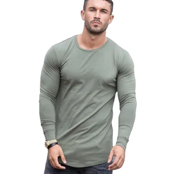 Latest Design Casual Fit Custom Men's Henley T shirt White Long Sleeve with Scoop Bottom