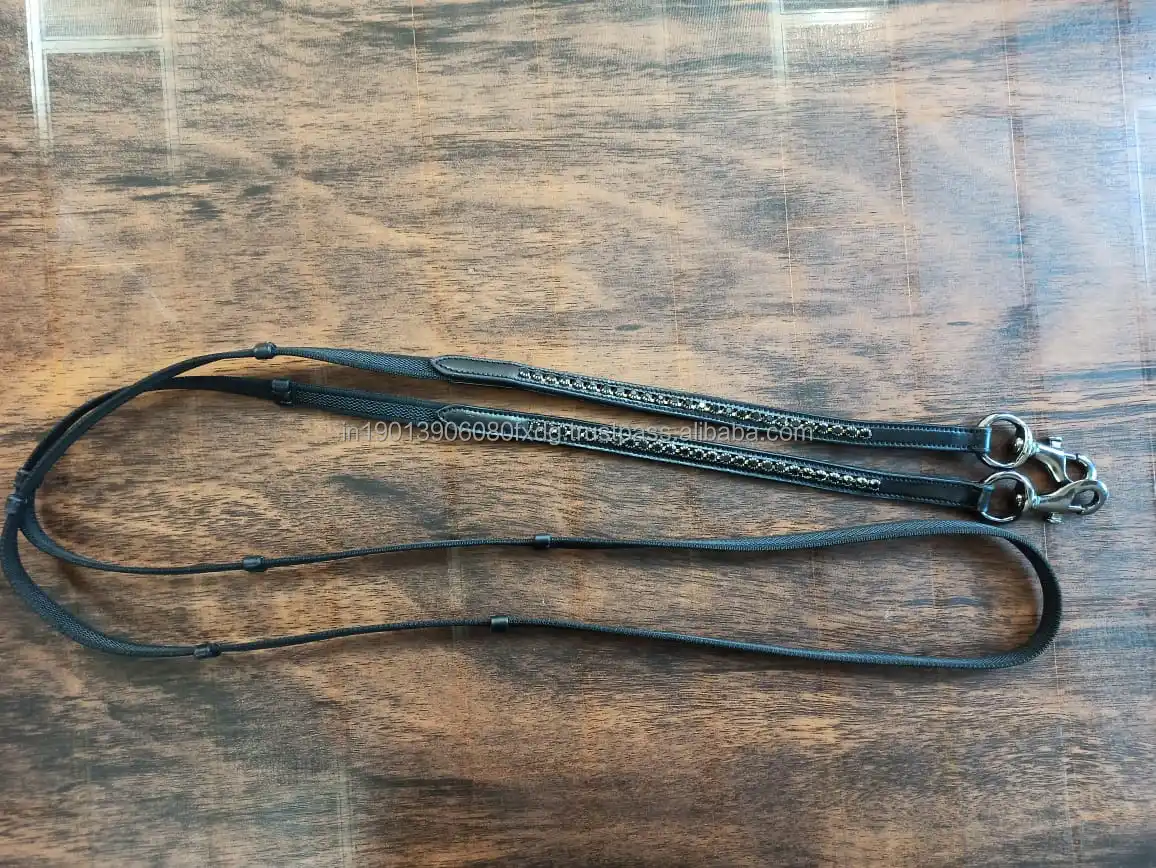 Horse Accessories Riding Reins And Bridle Black Crystal With Brass
