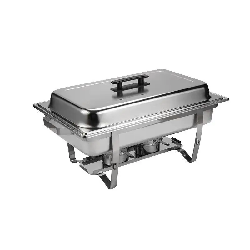 Stainless Steel Buffet Dish Set 2 Sets Rectangle Serving Tray With Lid For Home Party Tableware - Image 3