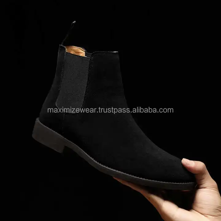 Men's Faux Leather Ankle Boots - Chelsea Desert Boot Style With Lace Up