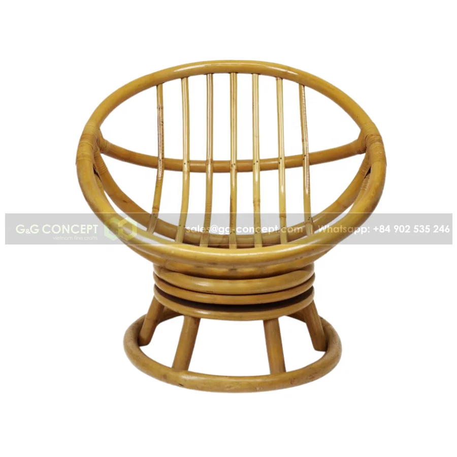 Round Bamboo Chair Natural Wood Color for Outdoor
