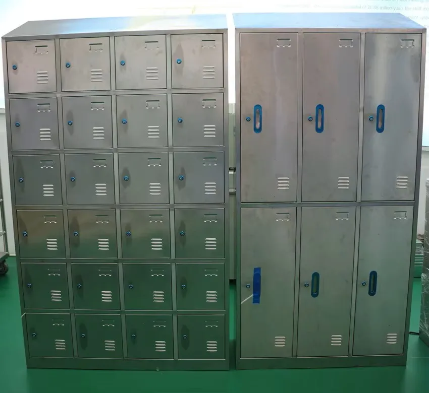 Stainless steel changing room lockers and benches for hygienic meat processing equipment in slaughterhouse