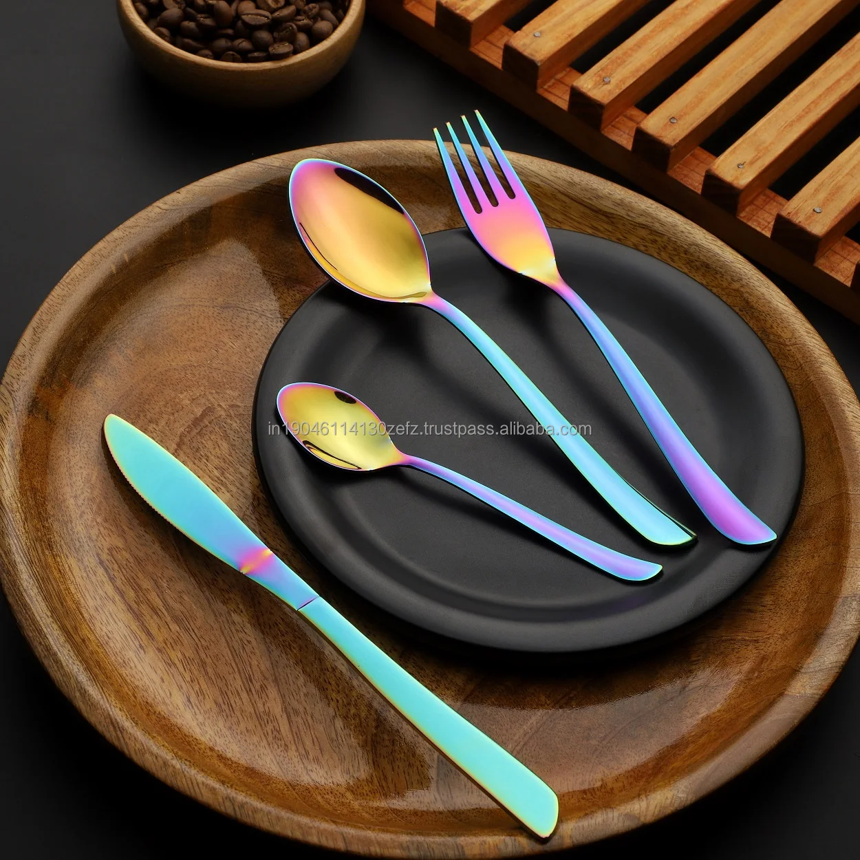 Blue Folding Design Stainless Steel Cutlery/flatware Set Grade 202/304 Shinny Spoon Fork And