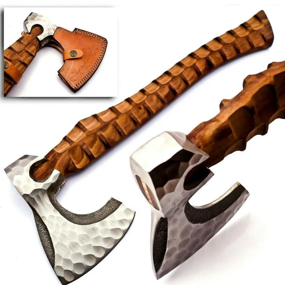 Сделанный на заказ охотничий Топор Ручной работы из углеродистой стали с ручкой пепла идеальный захват и сбалансированный топор кожаным футляром