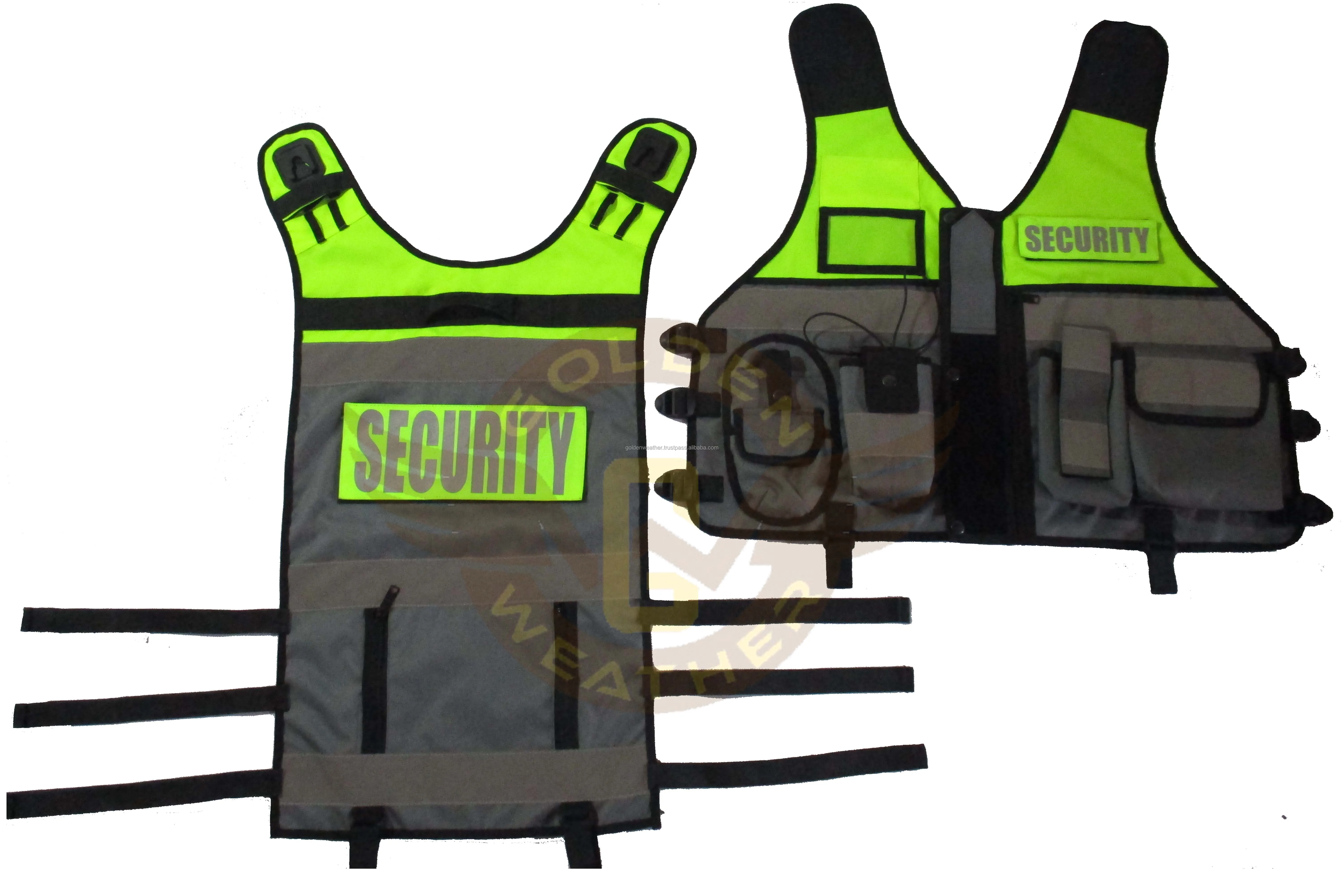 Yellow Tactical Vest Security High Visibility Reflective Vest Front Zipper Cheap Price Para