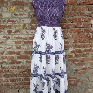 Handmade Block Printed Cotton Dress Hand Block Printed Dress Breathable And Eco-Friendly Adjustable Body Dress Gift For Her