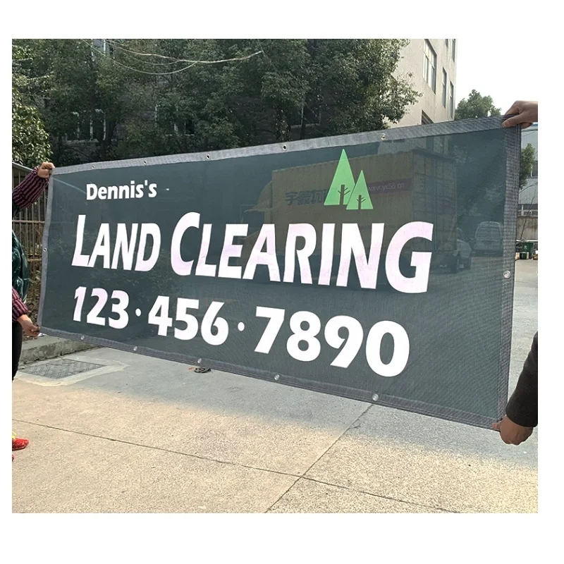 Digital/UV Printed Custom Fabric Flex Mesh Fence Banner with Optional PVC Vinyl-Durable & Waterproof Advertising Display