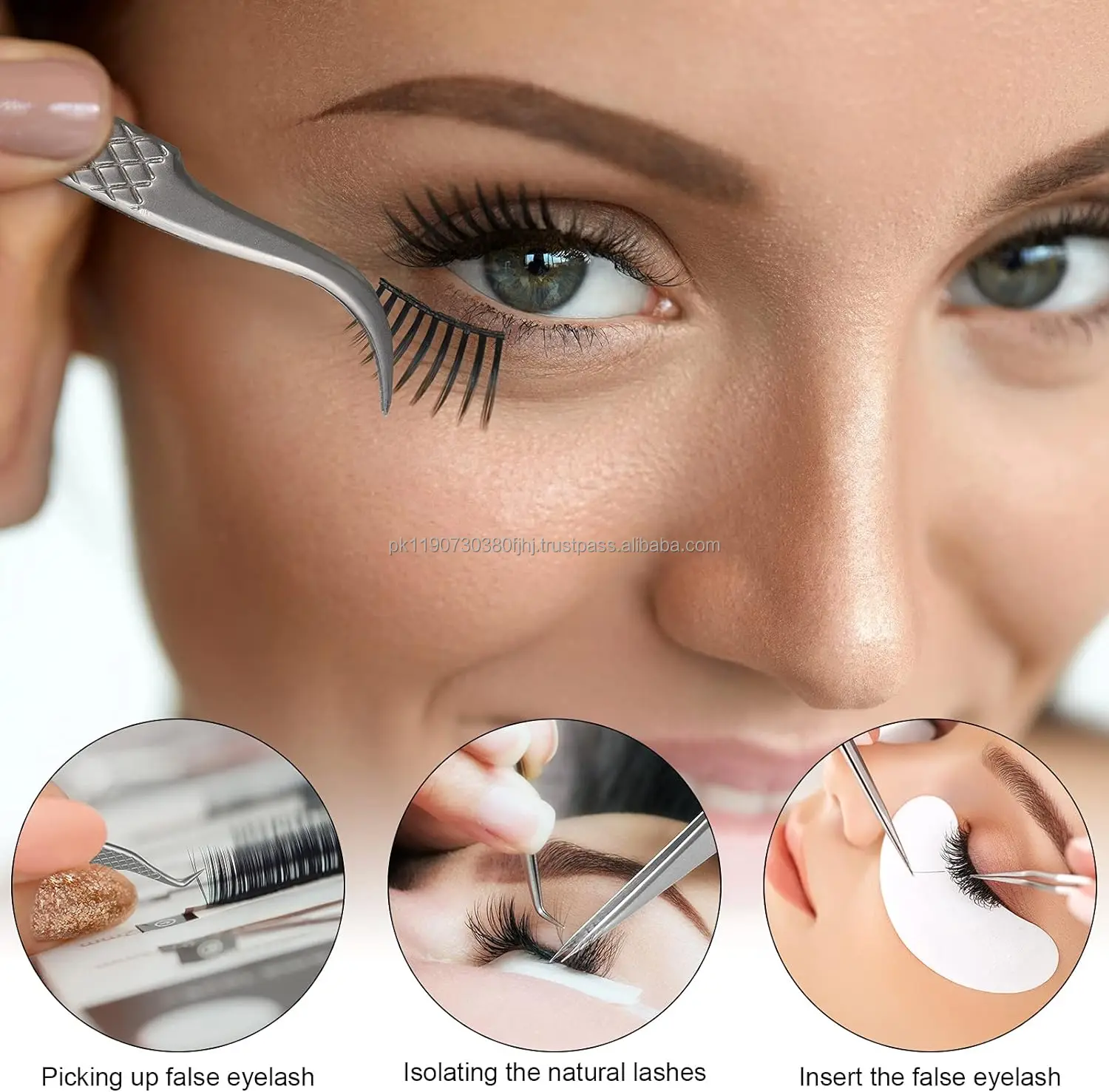 5 Pcs Black Lash Extension Tweezers,Stainless Steel Professional