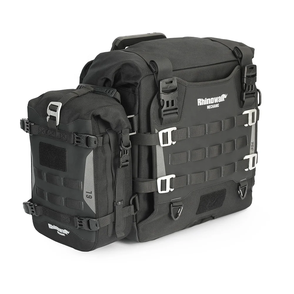 Motorcycle Tail Bag & Shoulder Bag Combo - Waterproof, Quick Release, With Molle Straps