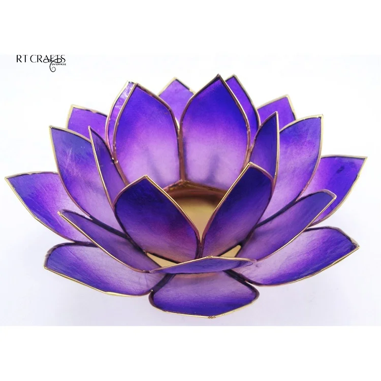 Capiz Shell Lotus Candle Holder in Chakra Colors for Meditation & Mood Lighting Spiritual Home Decoration Gift