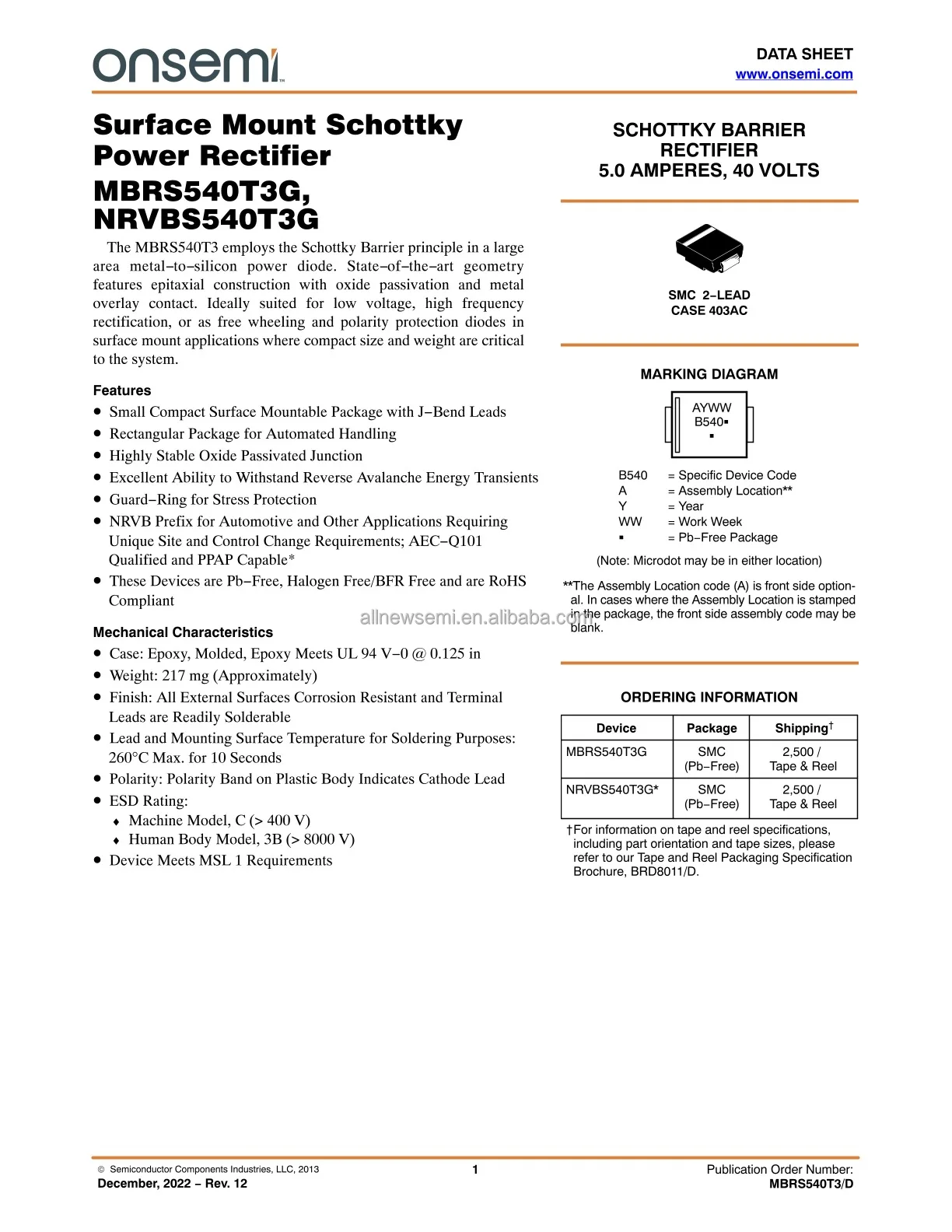 You can contact me for the best price MBRS540T3G Rectifier Single DIODE SCHOTTKY 40V 5A DO-214AB Surface Mount Hot sale Original