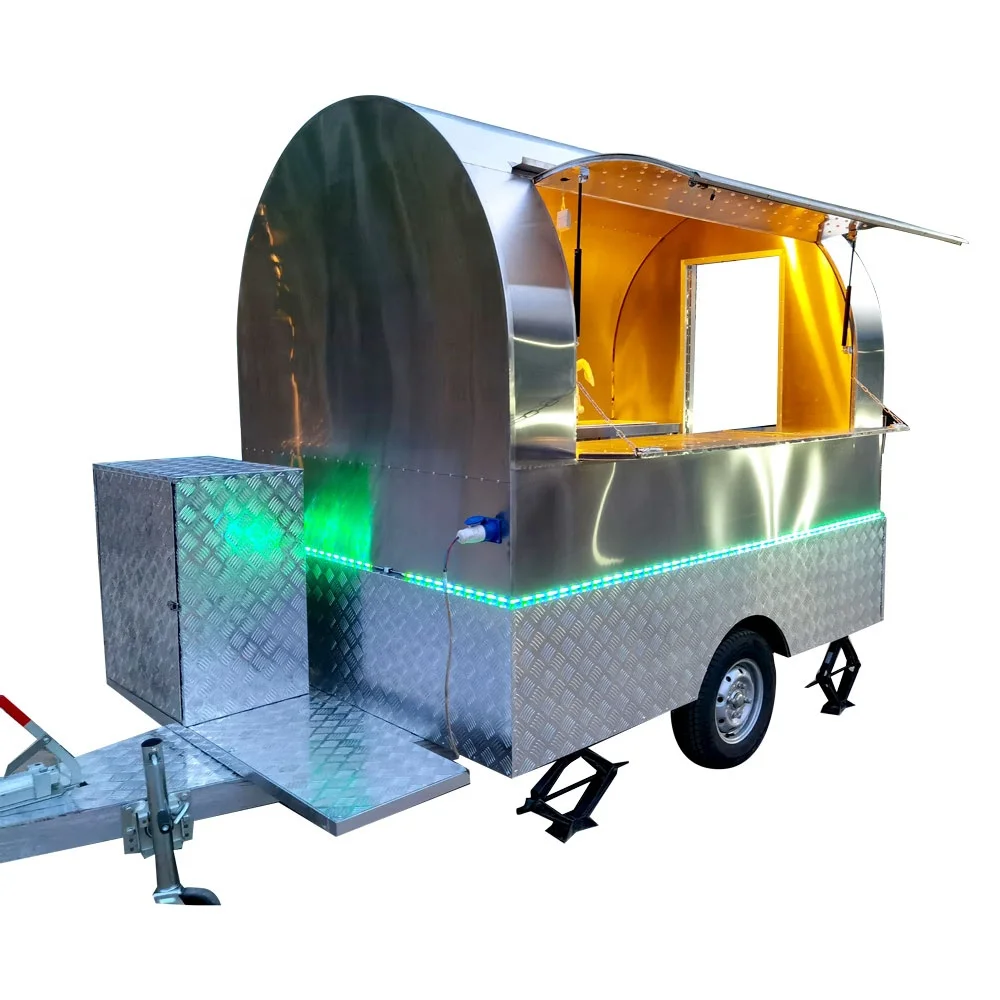 Prilagojen razpoložljiv voziček za kavo Airstream Food Trailer Sodoben mobilni voziček za hrano Ulični tovornjak s hrano iz nerjavečega jekla za prodajo