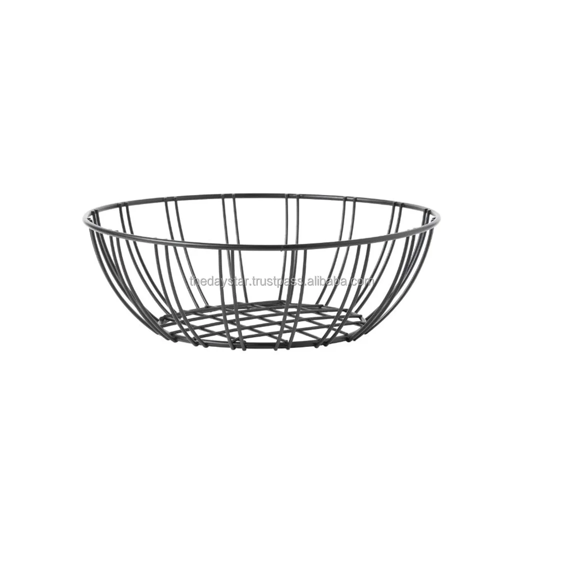 Customizable Modern Design Metal Wire Black Powder Coated Fruit Basket