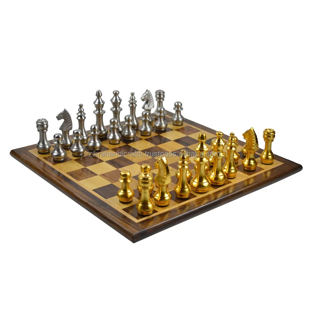 Royal Brass Design Luxury Chess Set With Shiny Finishing Design Colored ...