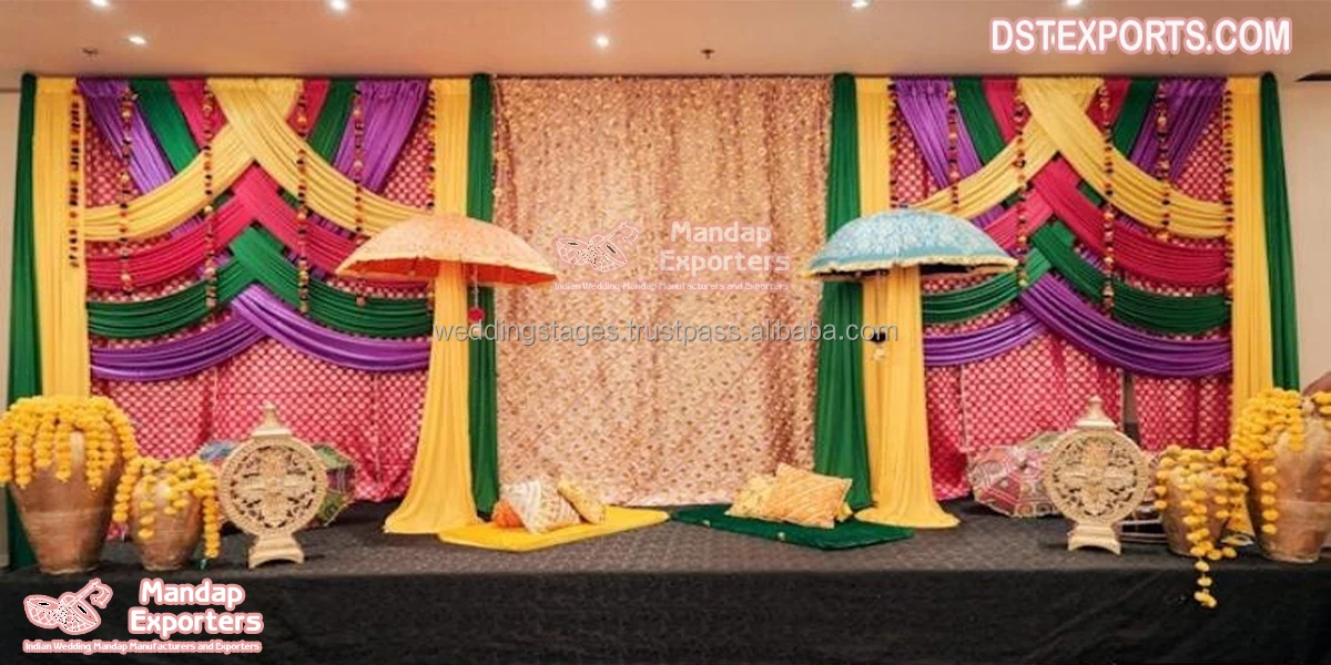 Colorful Sangeet Stage Backdrop Curtains Indian Wedding Stunning Mehandi  Stage Backdrop Indian Wedding Backdrop Decor - Buy Draping Fabric Wedding  Backdrop Photo Booth Backdrop Wedding Stage Backdrop For Wedding Wedding  Decoration Backdrop
