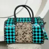 Turquoise & Black Checkered