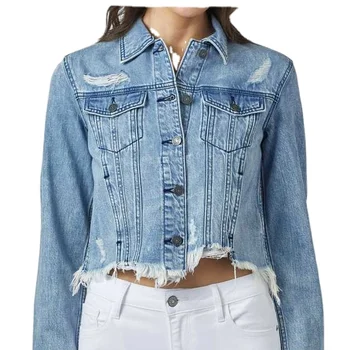 KYATON Denim Jackets Women Short Denim Jackets Women Autumn Wash Long