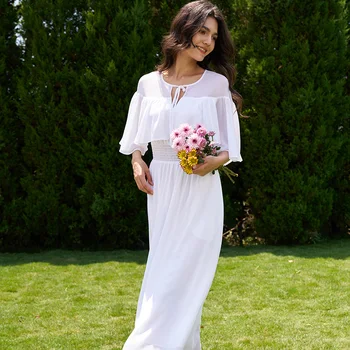 Formal Dresses White Graduation Dress With Pockets Summer Elegant Korean  White Dress Maxi Off Shoulder Chiffon Dress Women 4441