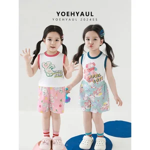 LX0267 YOEHYAUL Hot Sale Summer Children Clothes 100% Cotton  Pattern O-Neck Kids Girls T-Shirts and Polo Shirts