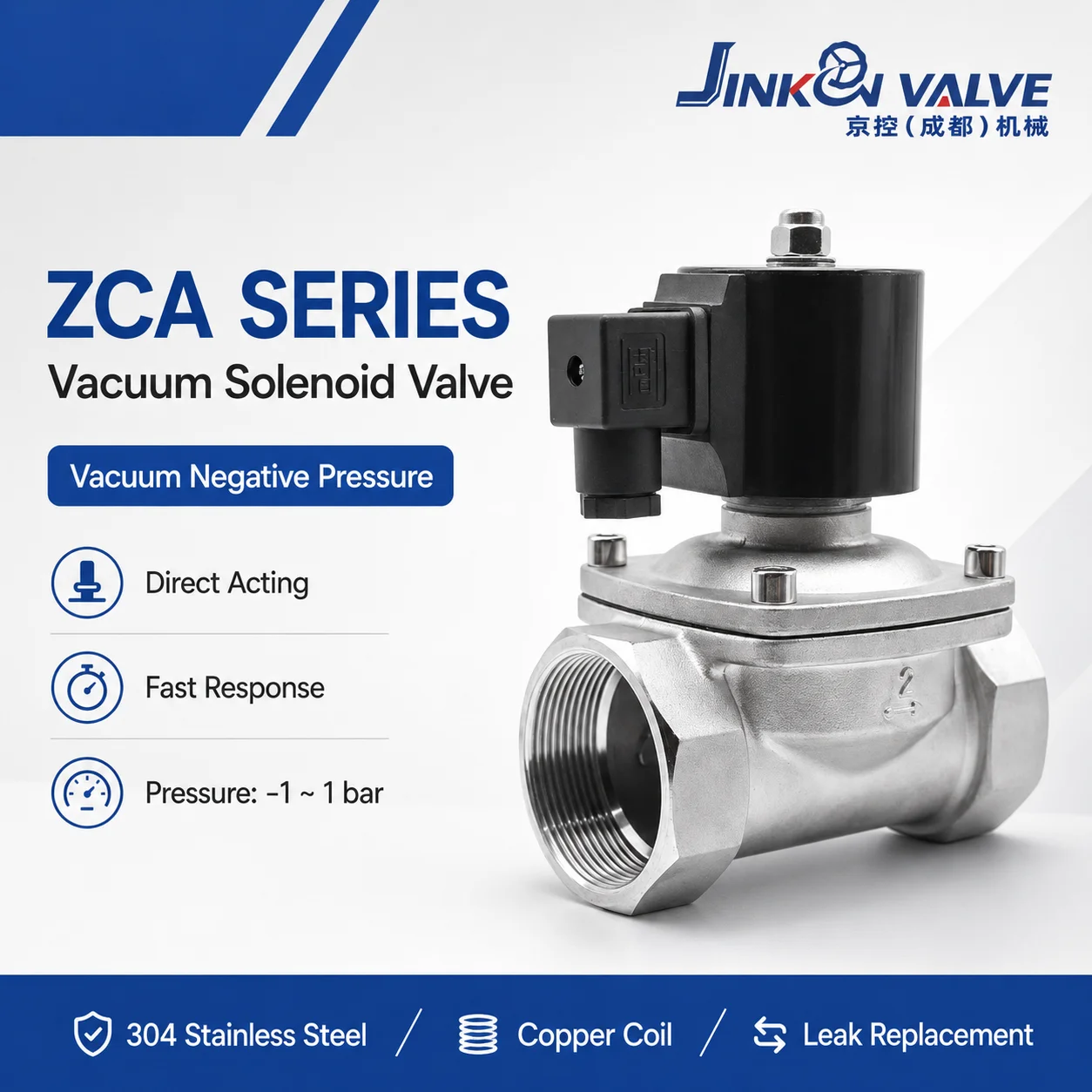 DHK 304 Stainless Steel Negative Pressure Vacuum Solenoid Valve 2 Way NC Air Gas Control Valve OEM Diaphragm Type