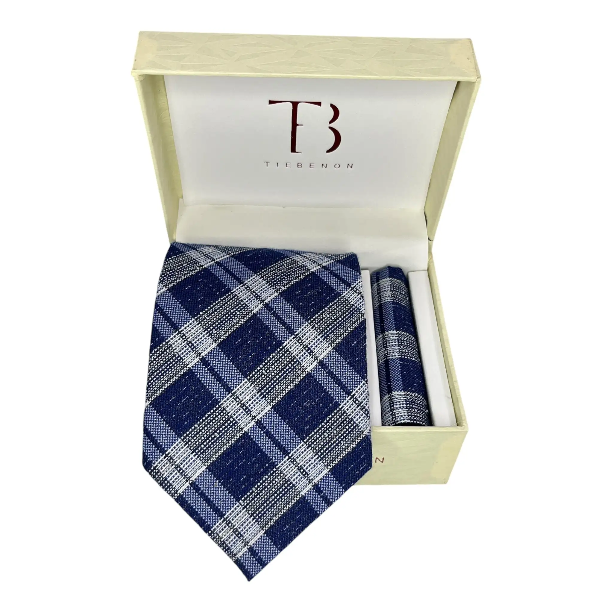 Tie Benon Multi-Color Tartan Plaided Broad Cashmere Tie and Pocket Square Combo