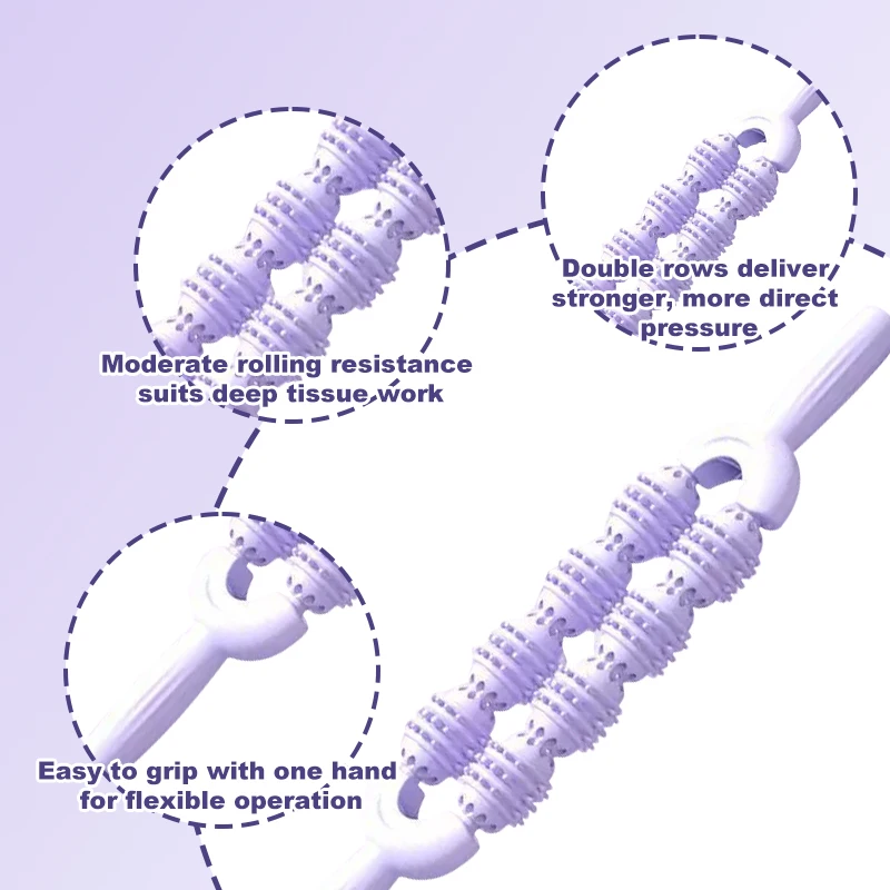 ABS Handheld Muscle Relaxer Massage Ball Yoga Wolf Tooth Roller Leg Calf product detail 3