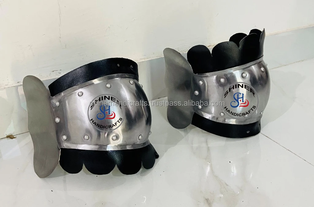 Medieval Armor 18 Gauge Steel Armor Leg Guard Silver Finish Medieval Steel Leg Guards Armor