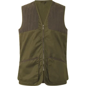 Classic Waistcoat Shooting Skeet Vest In Green With Both Side Micro Suede Shoulder
