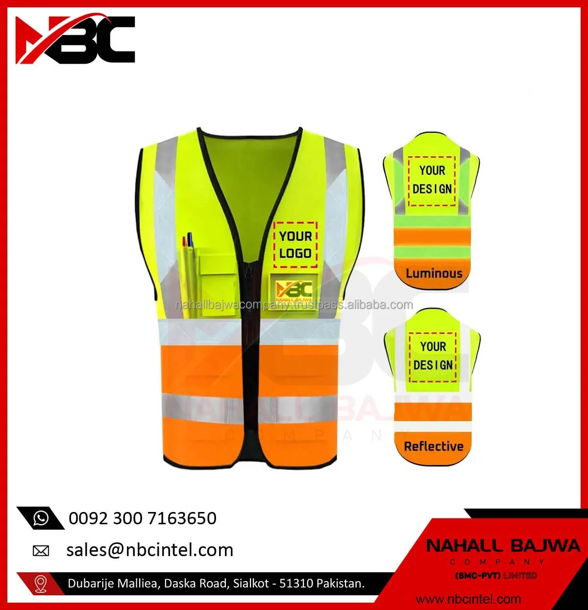Customized Reflective Safety Vest Company Logo With Pockets Custom ...