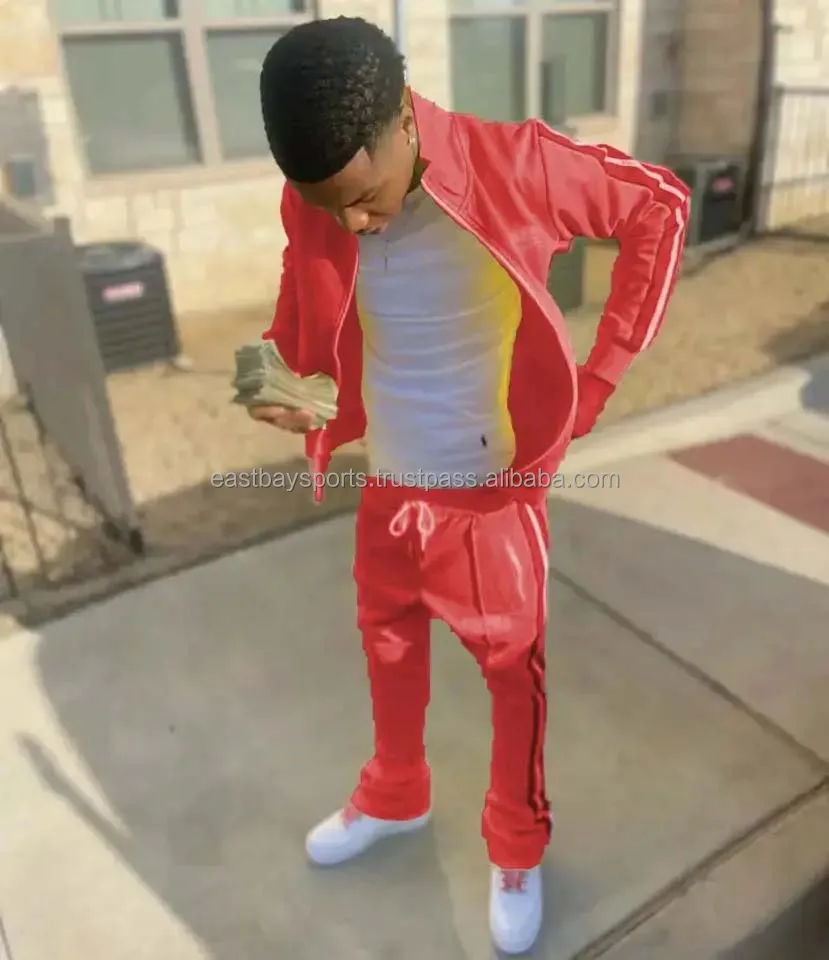 Custom Polyester Zip Up Jacket Sweatpants Jogger Tracksuit Sets Men Two