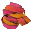 Multi Color Silk Ribbon (Pink Orange Yellow with Gold Edge)