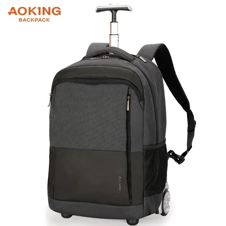aoking backpack trolley travel bag Rolling Black SLN69569 Unisex Cartoon Waterproof Anti-theft Laptop
