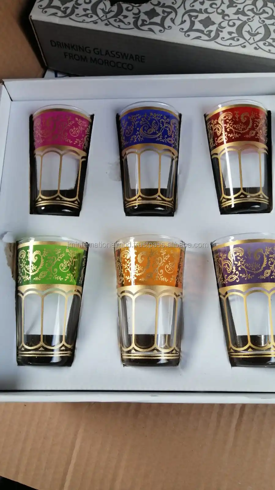 Moroccan Tea Glasses With Gift Box Luxury Tea Cups Set Custom Print Water Tea And Wine Glasses