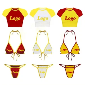 MLY Bathing Suit for Women 2026 Custom LOGO Fitness Sexy Swimsuit 3 Piece Set Micro Mini Bikini T Shirt Luxury Swimwear