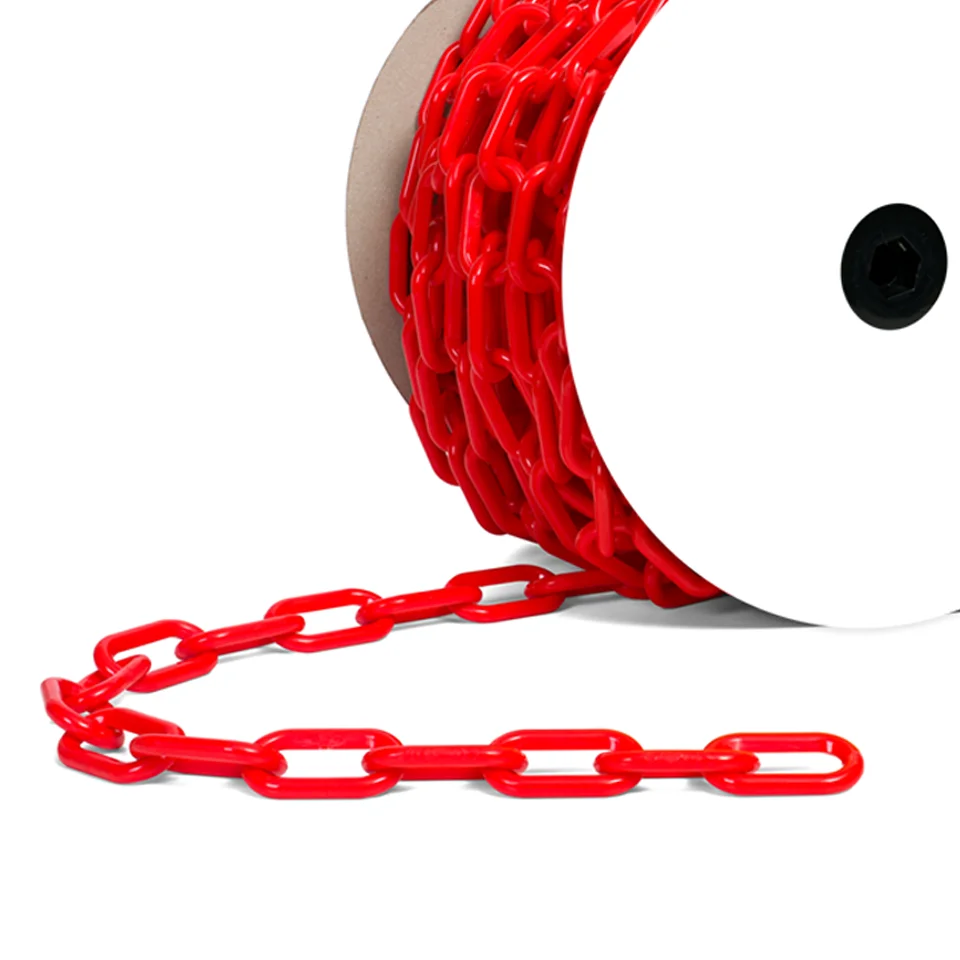 Link Barriers Crowd Control Safety Chain for Road Safety Barrier on Reel Colored Plastic 25M Traffic Roadway Safety 8mm Standard
