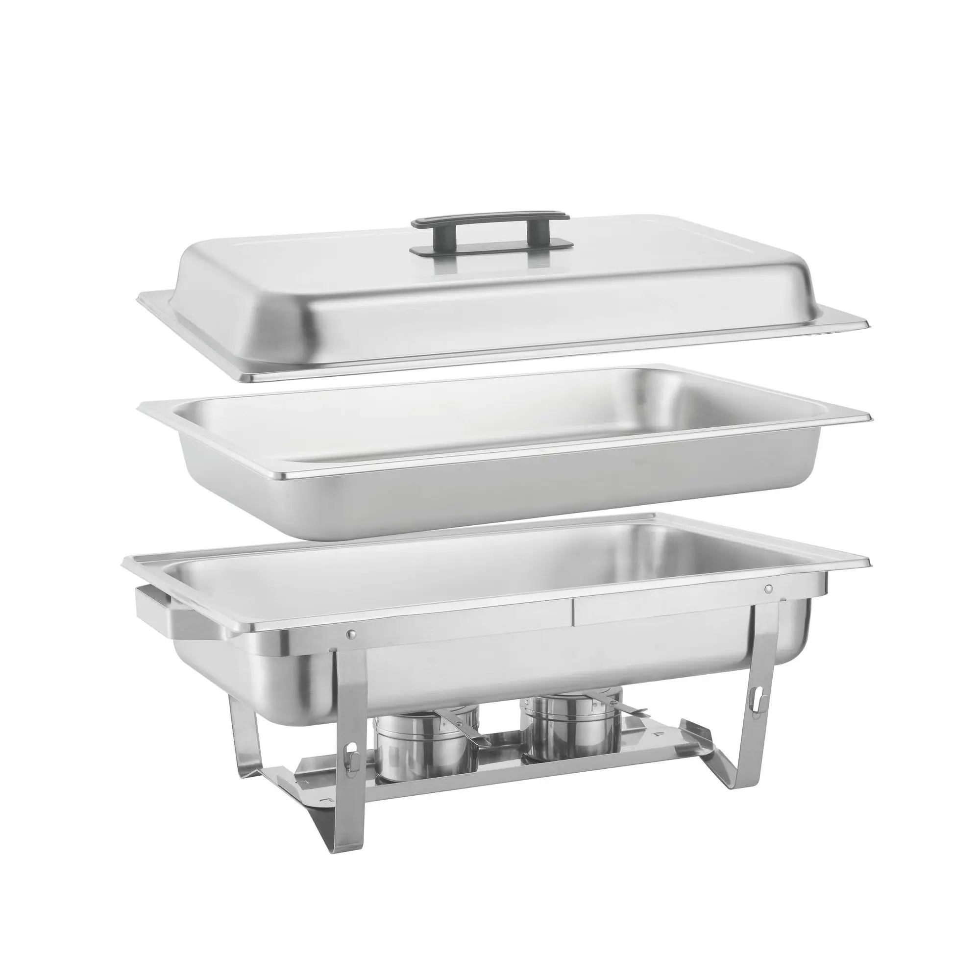 Stainless Steel Buffet Dish Set 2 Sets Rectangle Serving Tray With Lid For Home Party Tableware - Image 5