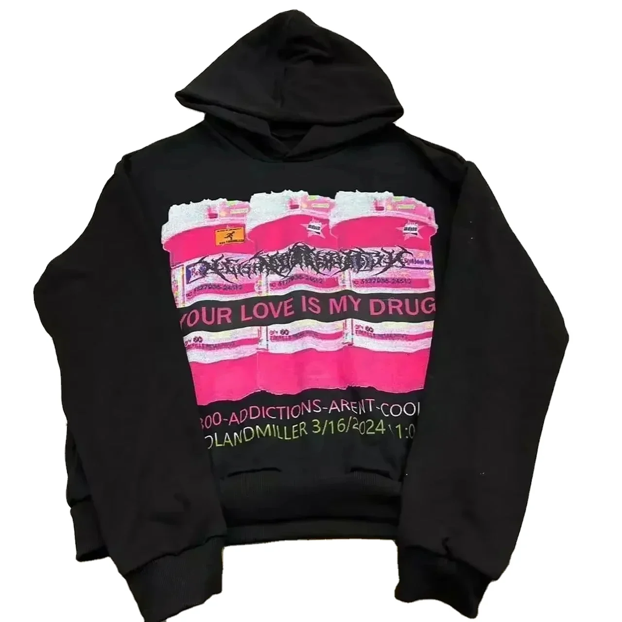 トップス drolandmiller 4/20 Hoodie Drolandmiller Punk Goth Hip Hop Women's Fleece Hoodie