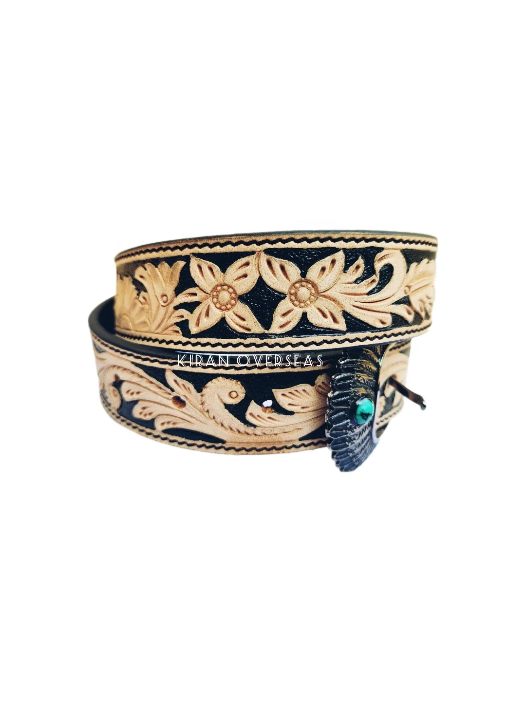 Cow Hide Western Leather Belt Handmade Tooling And Carving Full Grain Dd Leather Best Quality