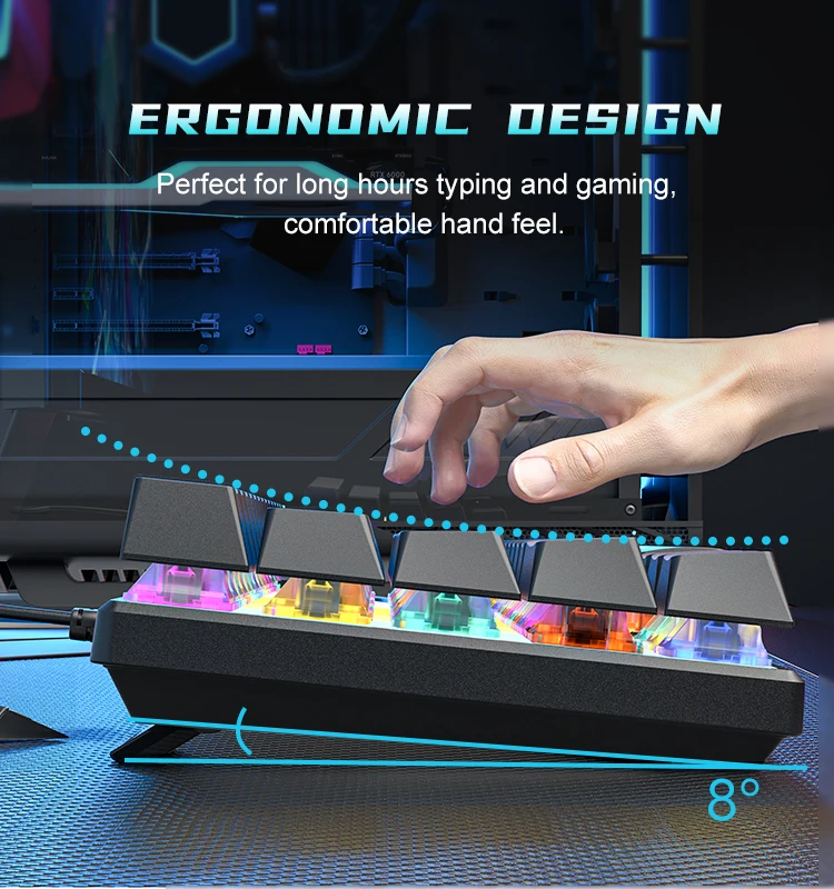 【MIKI(*☻-☻*) 】デスク販売ページ ZIFRIEND BD61S 61KEYS Mechanical Keyboard with RGB Backlight