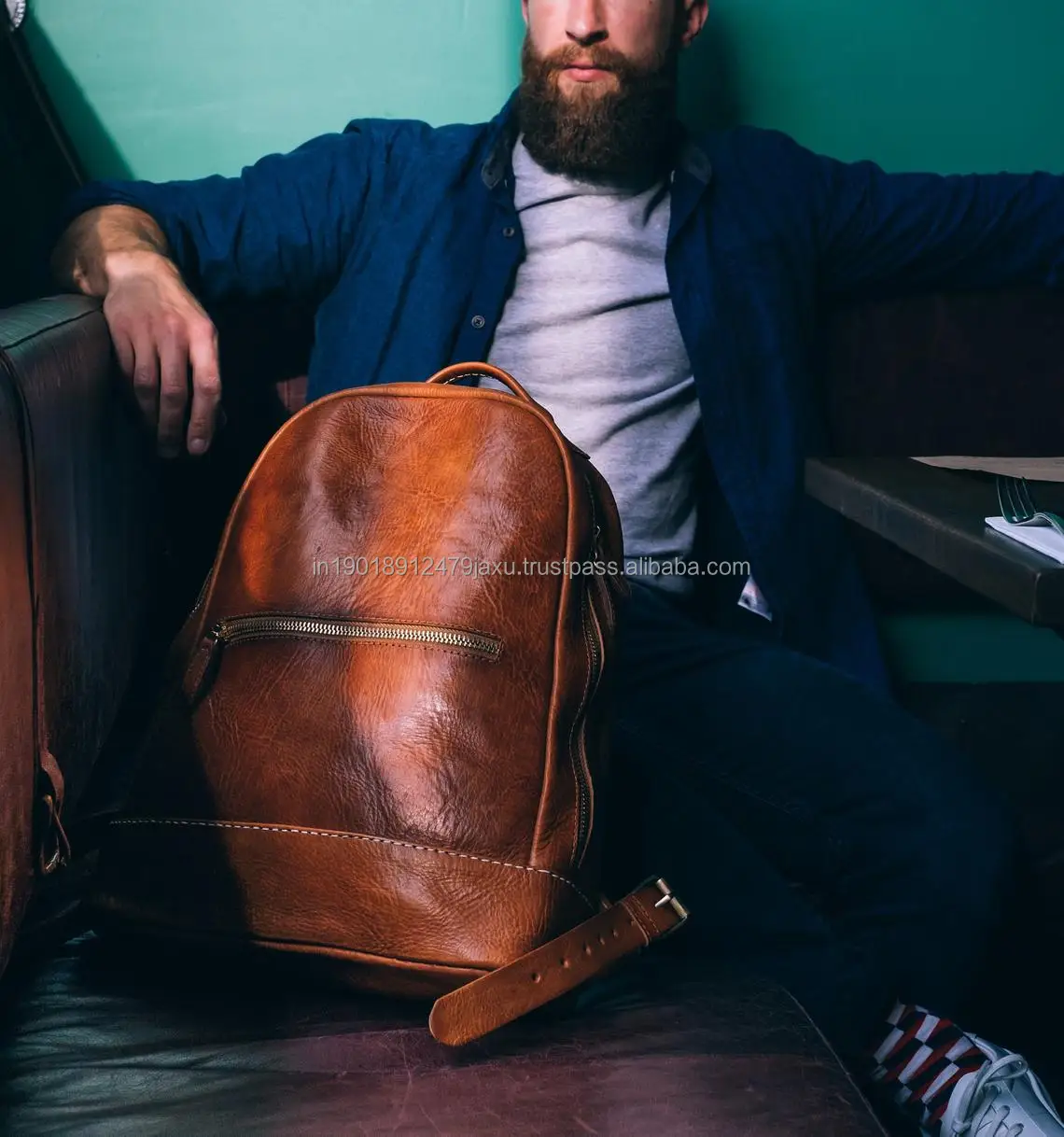 Leather Backpack Business Outdoor Travelling Backpack Laptop Large