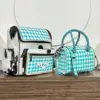 Turquoise & White Checkered
