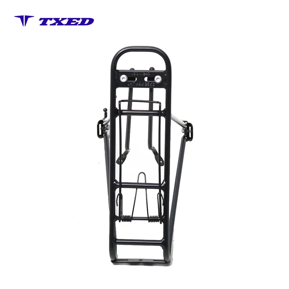 Hengtong 26 Inch Aluminum Bicycle Rear Carrier with Spring Clip 25kg Load Capacity Matte Black Finish for Cargo and Passenger