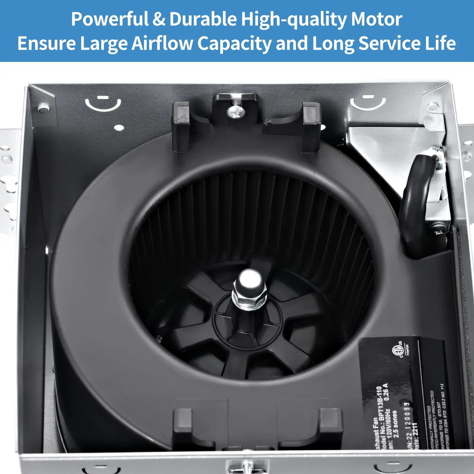 Bathroom Exhaust Ventilation Fan, 110, CFM, Ceiling - detail 10