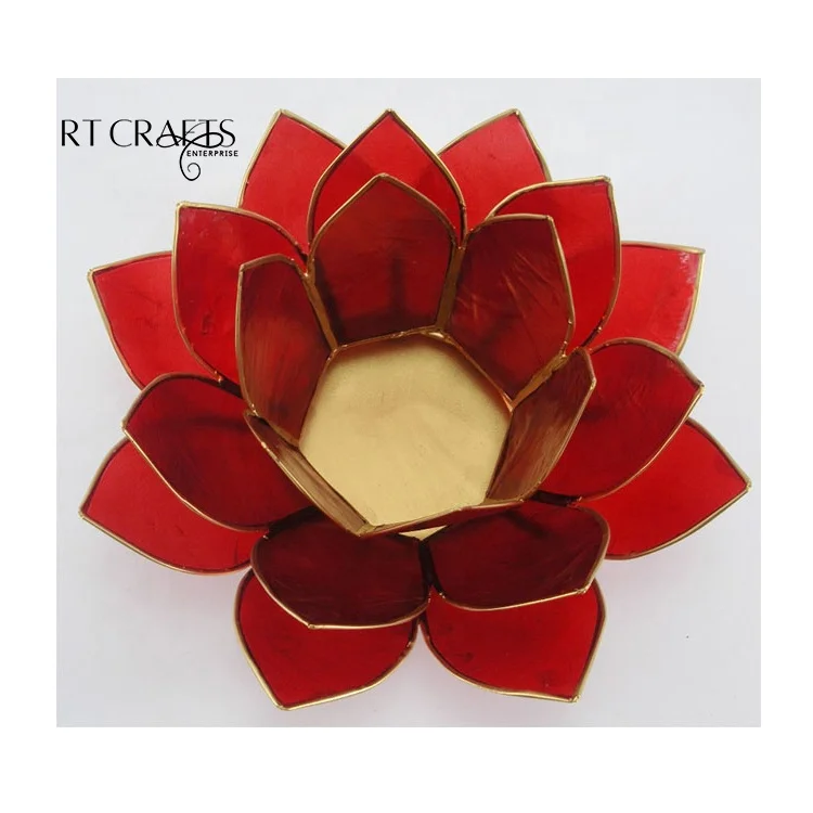 Capiz Shell Lotus Candle Holder in Chakra Colors for Meditation & Mood Lighting Spiritual Home Decoration Gift