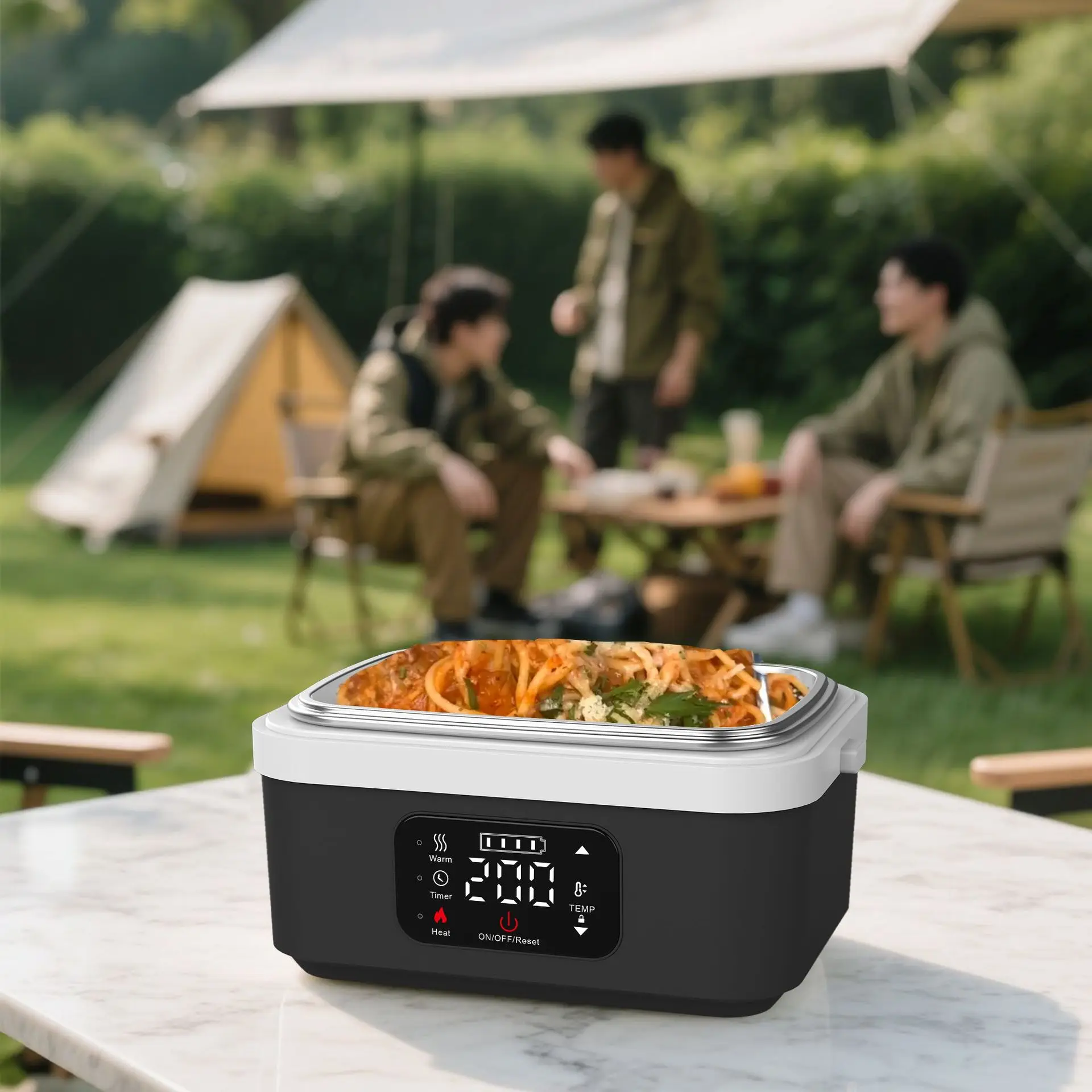 无绳电动午餐盒，带16000毫安电池的可充电自热食品保温器，适用于工作/旅行/汽车/办公室