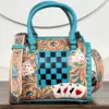 Turquoise & Black Checkered