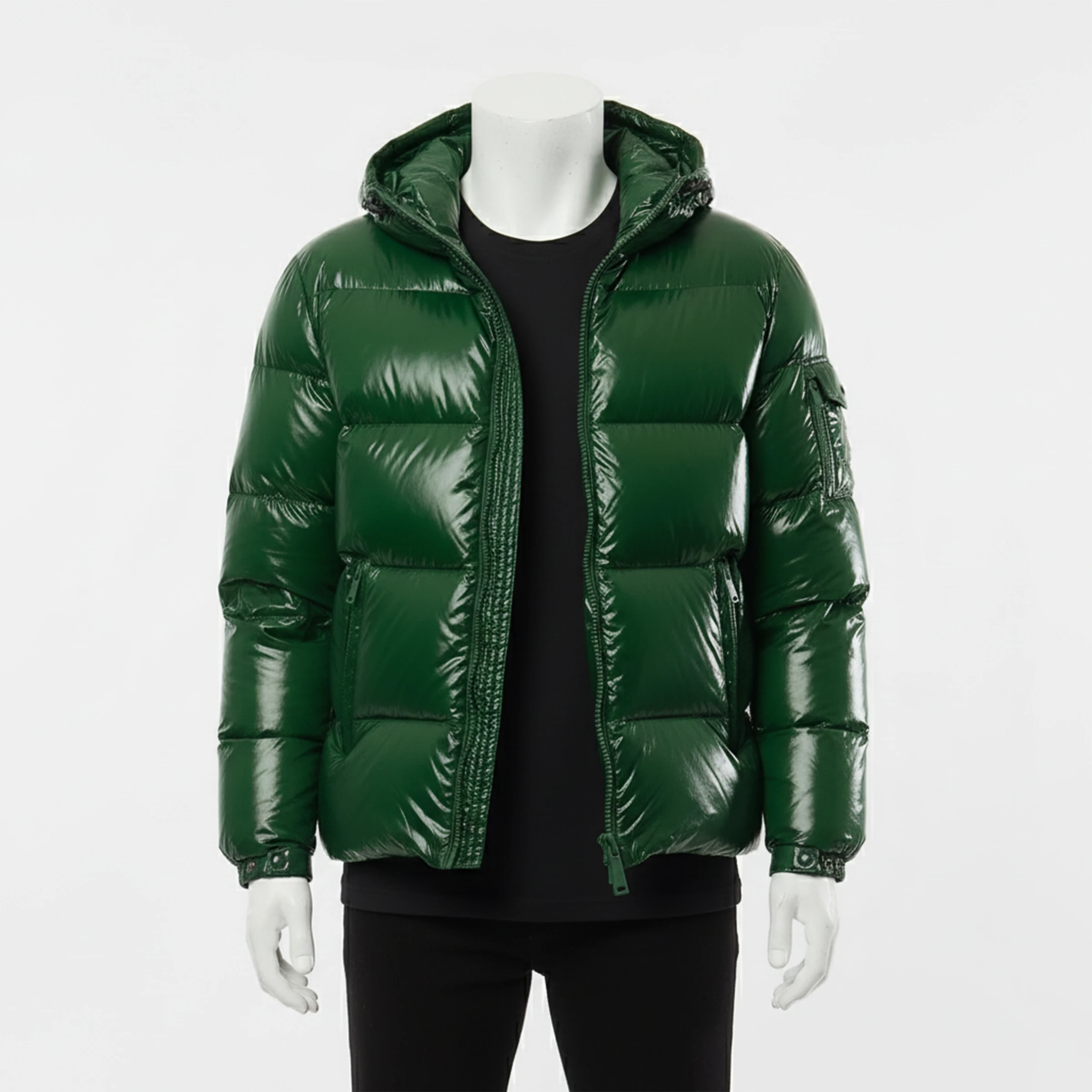 Customized Men's Winter Puffer Jacket Canvas Stand Collar Letter Pattern Front Logo High Quality Cotton Filled OEM ODM Jacket