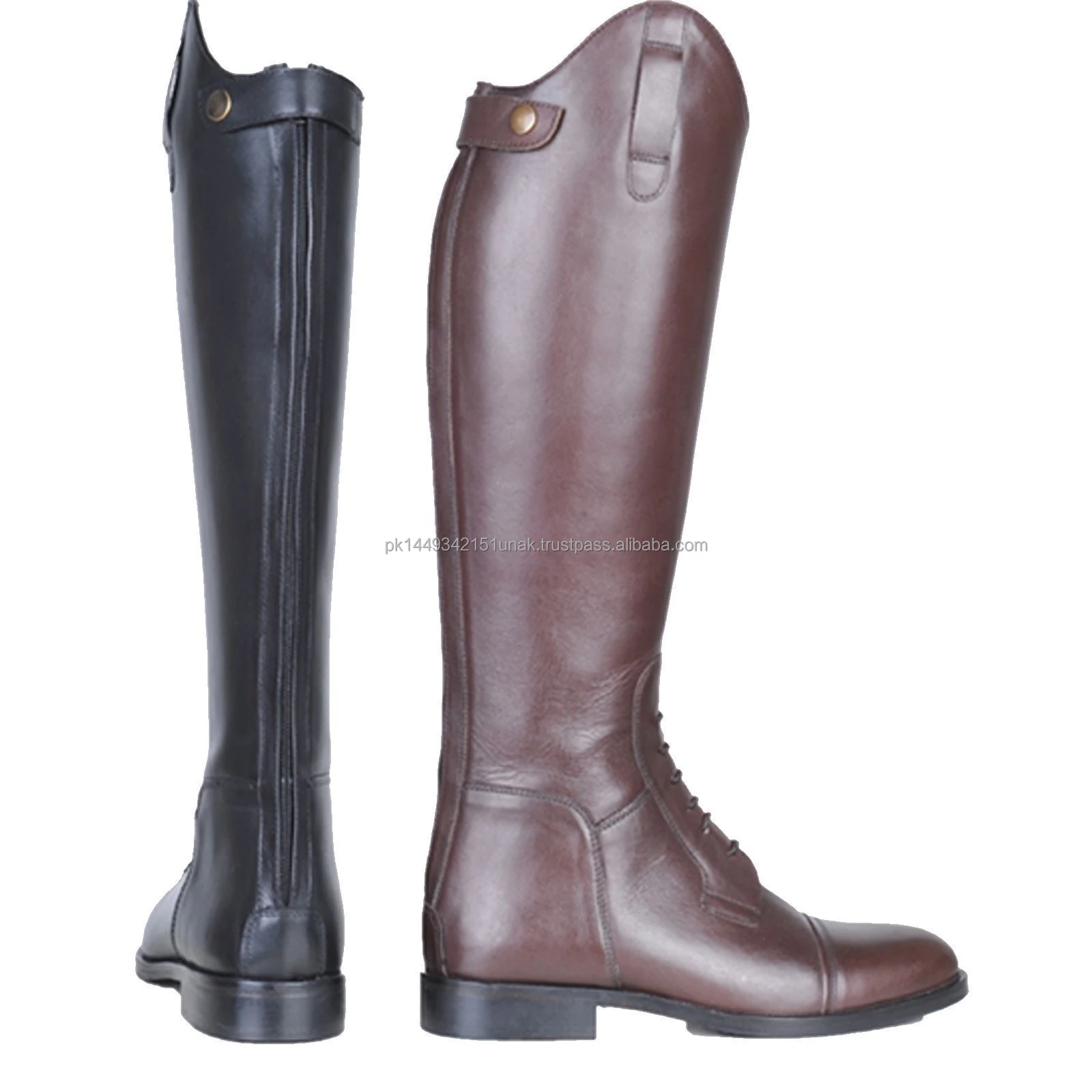 Equestrian Long Zipper Boots Leather Men Horse Riding Tall Real Leather Riding Knee High Long
