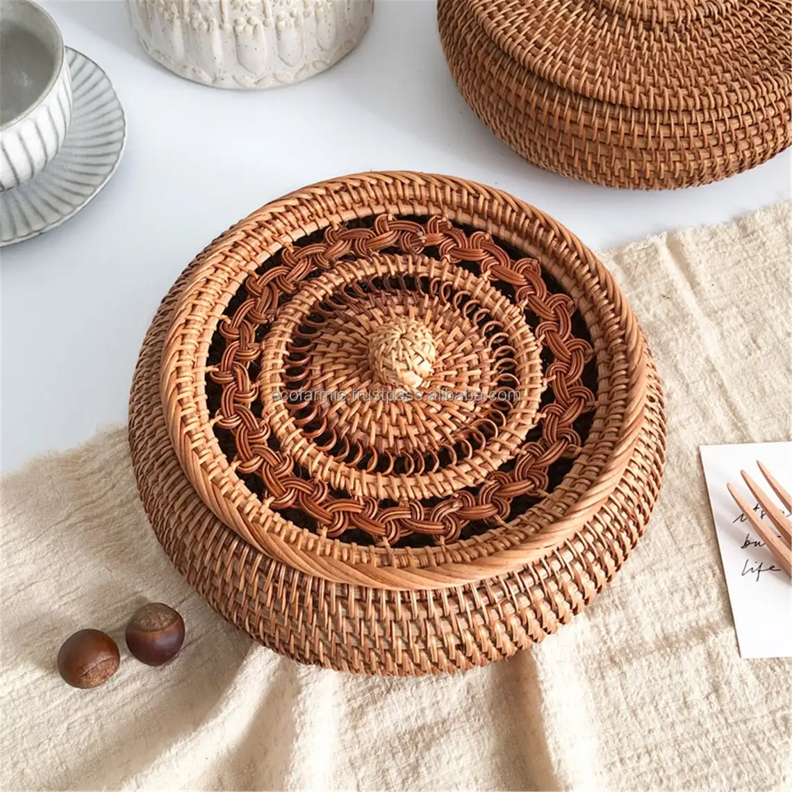 Decorative Rattan Box with Ceramic Pad - Handmade Gift Boxes for Home ...
