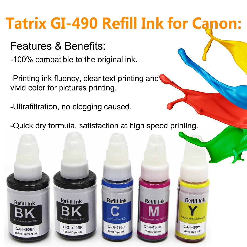 Cartouche CANON GI-490BK (GI490BK) noir pigmenté - cartouche d